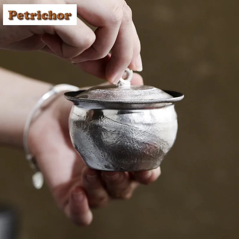 

90ml Gilt Silver Gaiwan Retro Heat Insulation Tea Tureen Tea Bowl With Lid Kit Tea Maker Cover Bowl Teaware Supplies Collection