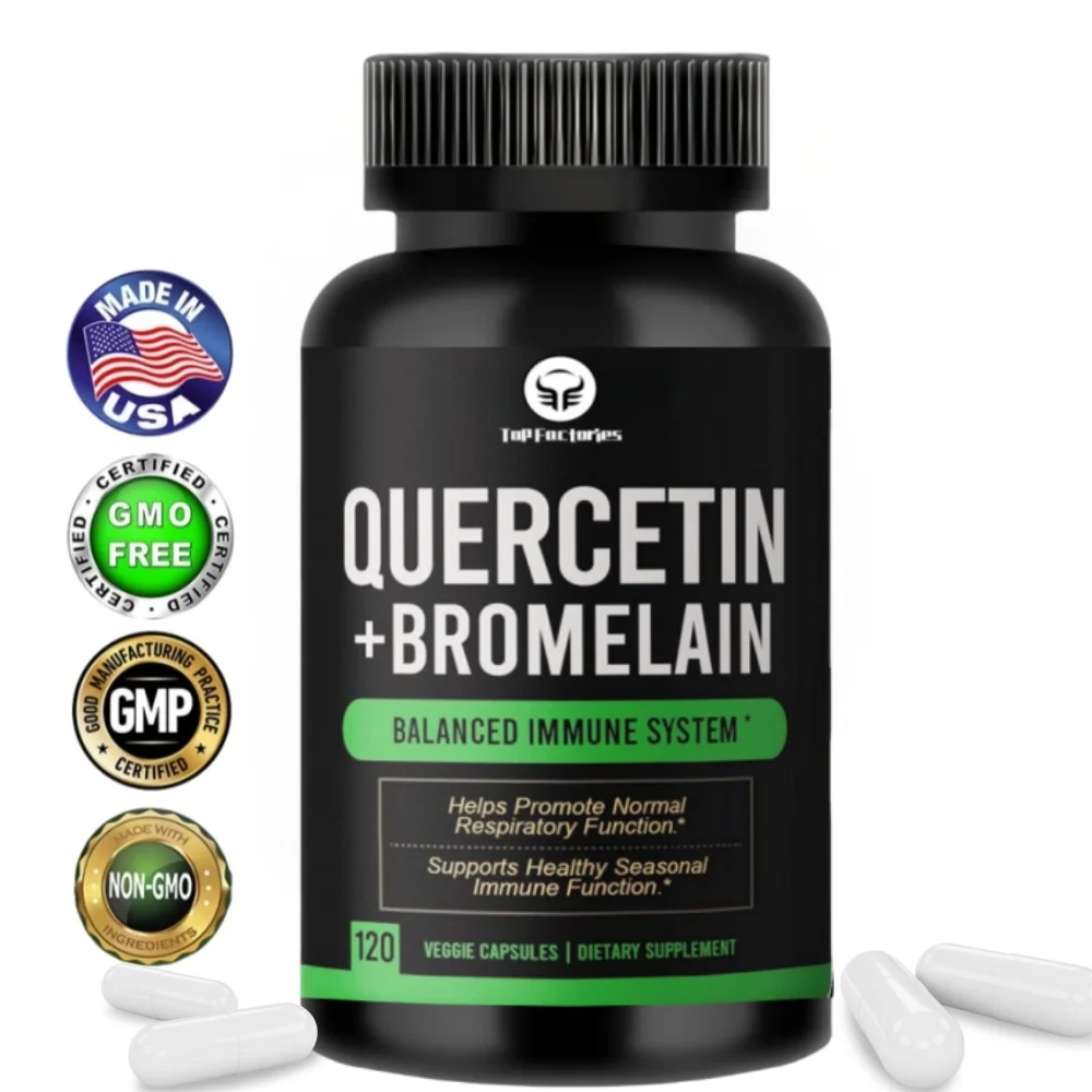 

Top Factories Quercetin with Bromelain Supplement Complex 120 Capsules Enhance Immunity Respiratory