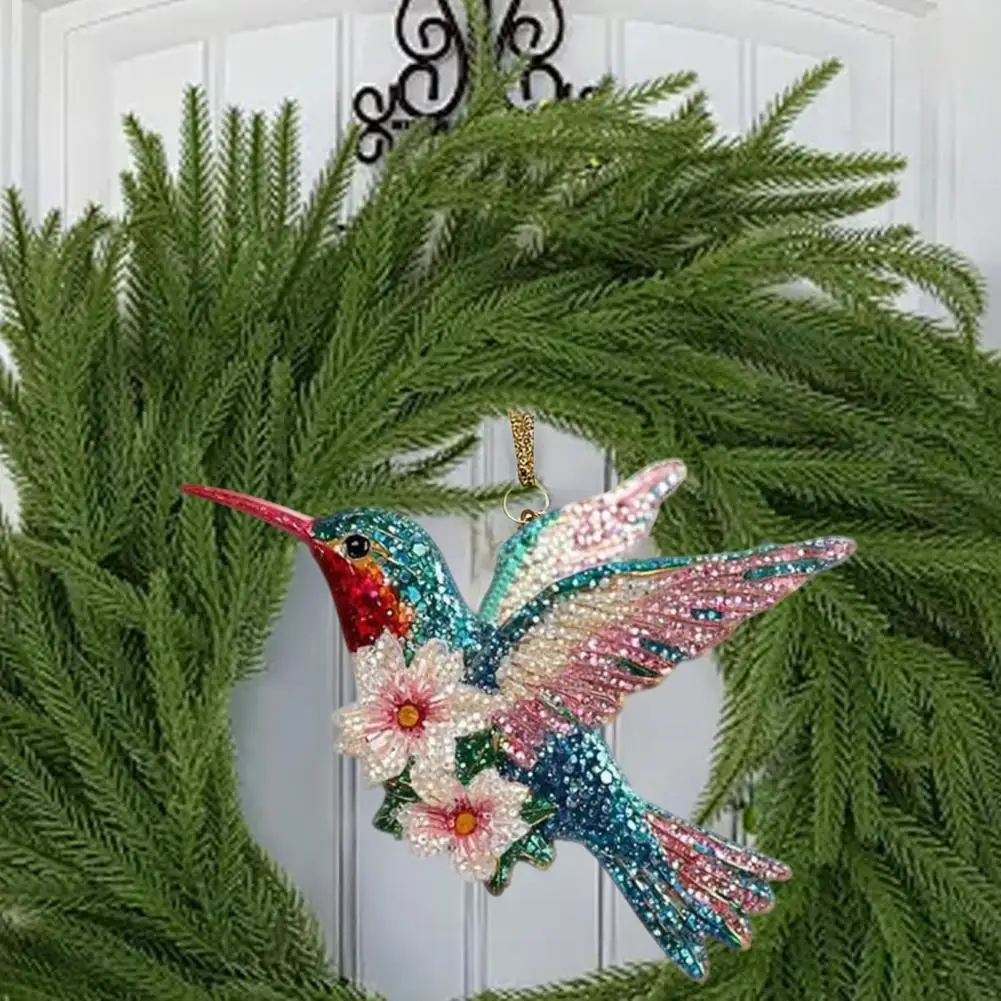 Patio Hummingbird Decor Acrylic Hummingbird Ornament Acrylic Hummingbird Hanging Decoration Colorful 2d Flat Bird Ornament