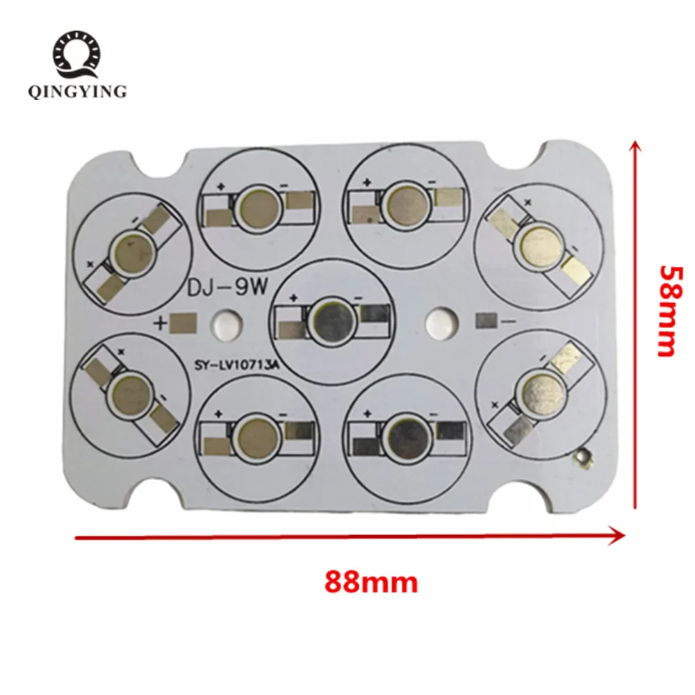 10 sztuk 6W 9W 88*58mm LED PCB, aluminiowa płyta podstawy, płyta radiatora na światło drogowe, reflektor, kinkiet