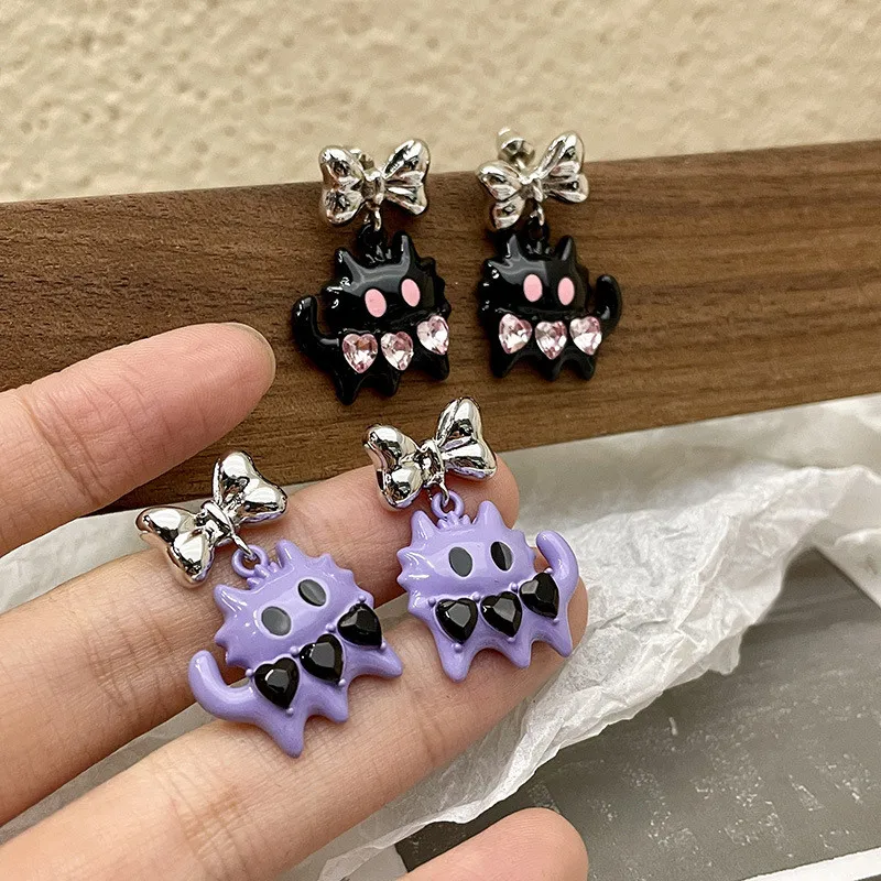2023 Neue Lustige Kleine Schwarze Katzen-Ohrringe für Frauen, Modische Niedliche Tier-Ohrstecker, Mode-Party-Schmuck, Geschenke, Großhandel – Detail 14