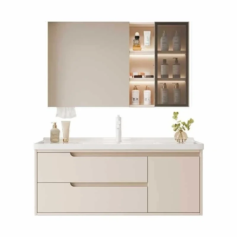 Bacia integrada de cerâmica, armário de banheiro, lavatório creme de banheiro, lavatório