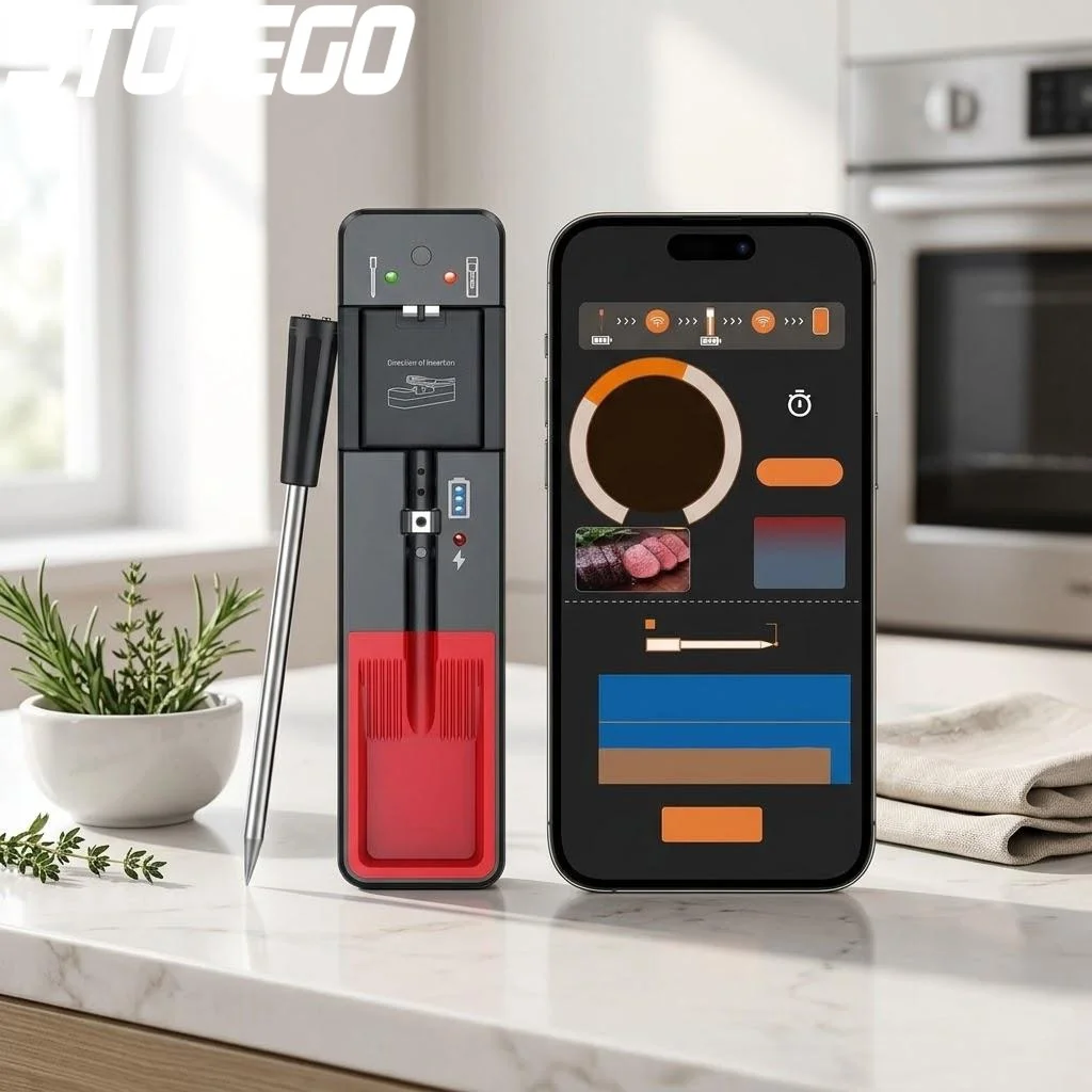 

Беспроводной Bluetooth-термометр для мяса с радиусом действия 360 футов, умный термометр для приготовления пищи, барбекю, гриля, кухни, су-вид