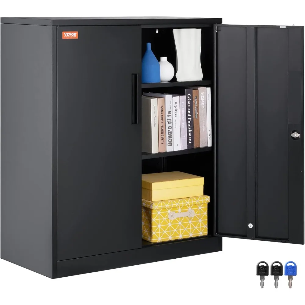 

Metal Storage Cabinet with 2 Magnetic Doors and 2 Adjustable Shelves, 200 lbs Capacity per Shelf, Locking Steel Storage Cabinet