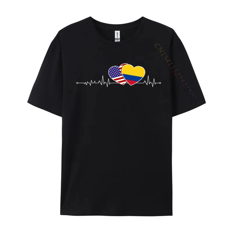 

Colombia Family Colombian American Heartbeat Flag Casual T Shirts T Shirt Latest Cotton Fabric Casual Tops Shirts Customized Men