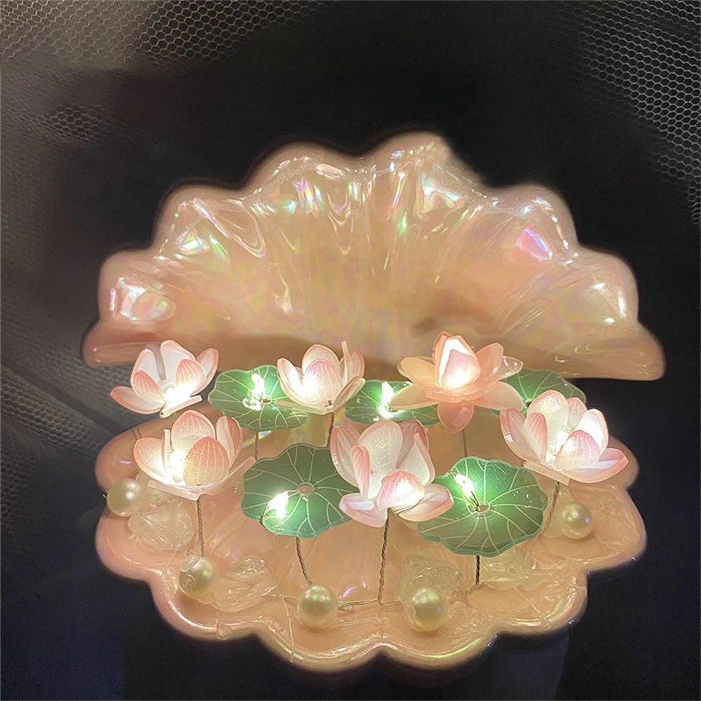 Lotus Nachtlicht abs Muschel DIY Nacht lampe niedlich 6 Stück handgemachte Lotusblume DIY Nachttisch lampe Geburtstag Festival romantisches Geschenk