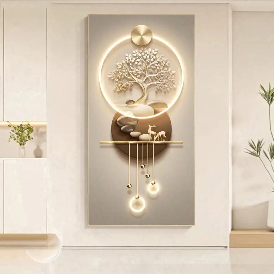 No Framed Modern Abstract Golden Landscape Tree Print Art Wall Art Canvas Painting, Suitable for Living Room, Bedroom Decoration - Image 5
