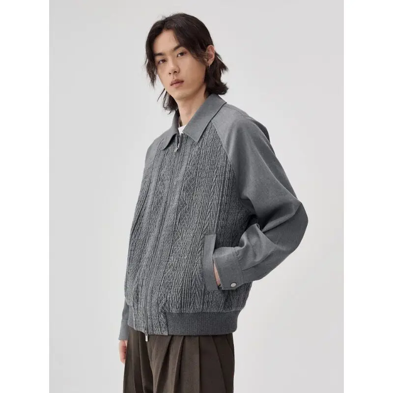 

Мужская вязаная куртка в американском ретро-стиле с элементами пэчворка, весна 2026, новая модель, повседневная, дышащая, из полиэфирного волокна, на молнии