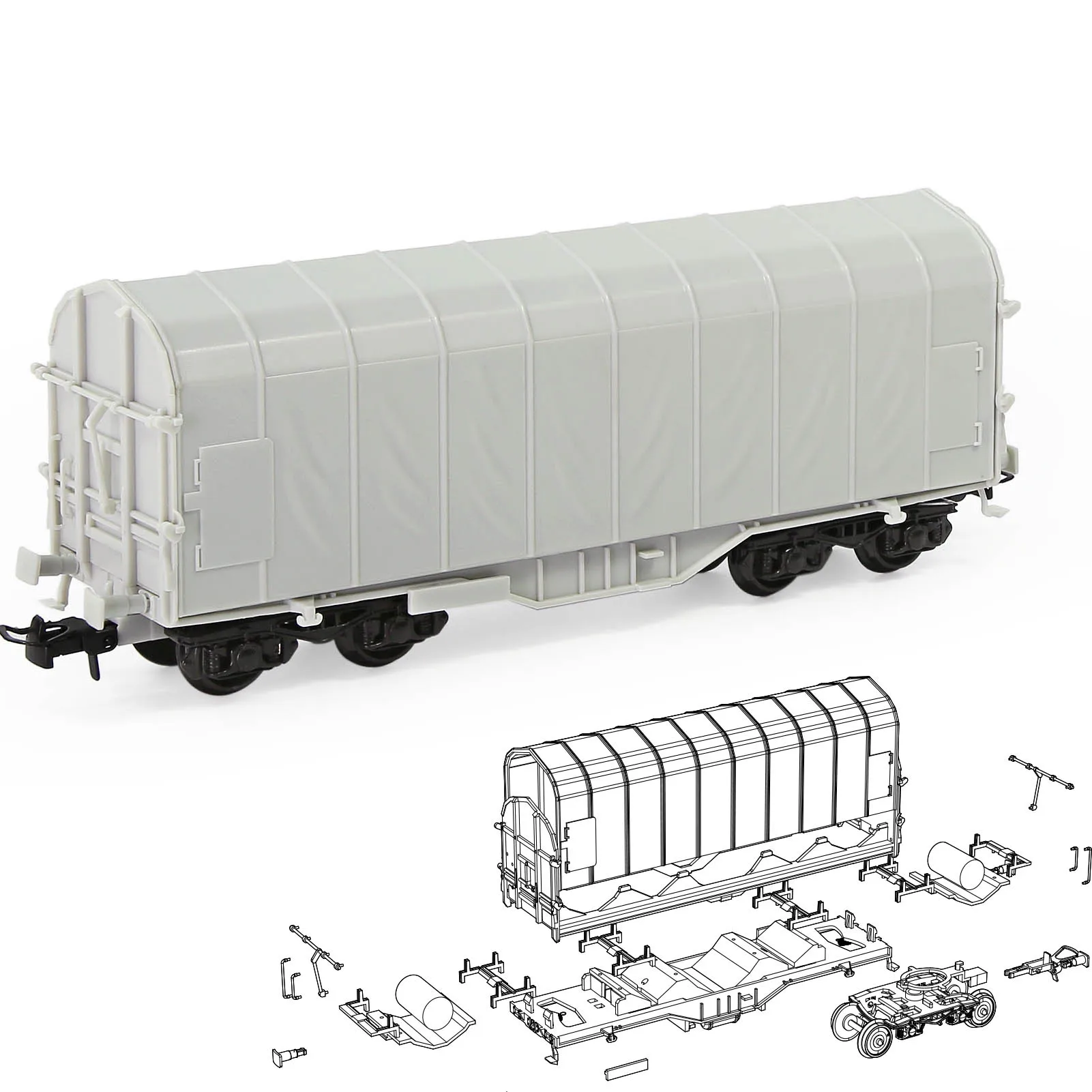 Evemodel HO Scale 1:87 Blank Unassembled Covered Coil Wagon Plastic C8762JJ