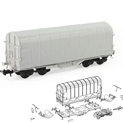 Evemodel HO Scale 1:87 Blank Unassembled Covered Coil Wagon Plastic C8762JJ