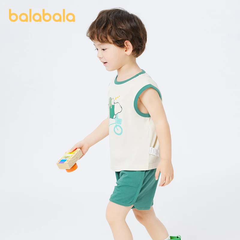 Balabala-幼児用のツーピースセット,ベスト,男の子用,快適,新しい夏用,2023