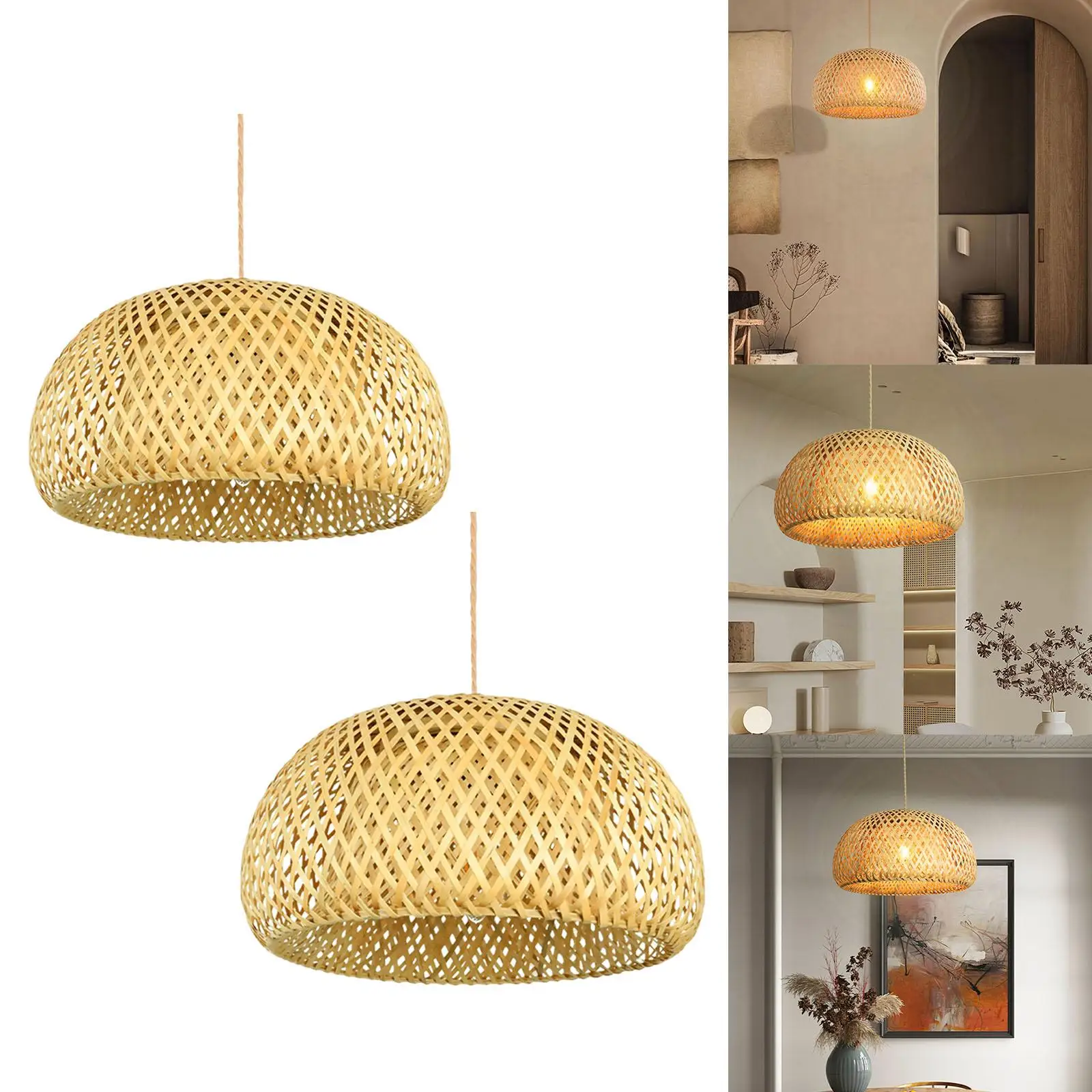 Natural Pendant Hanging Light Lampshade Pendant Light Cover Rattan Bamboo Ceiling Lights Lampshade Office Restaurant