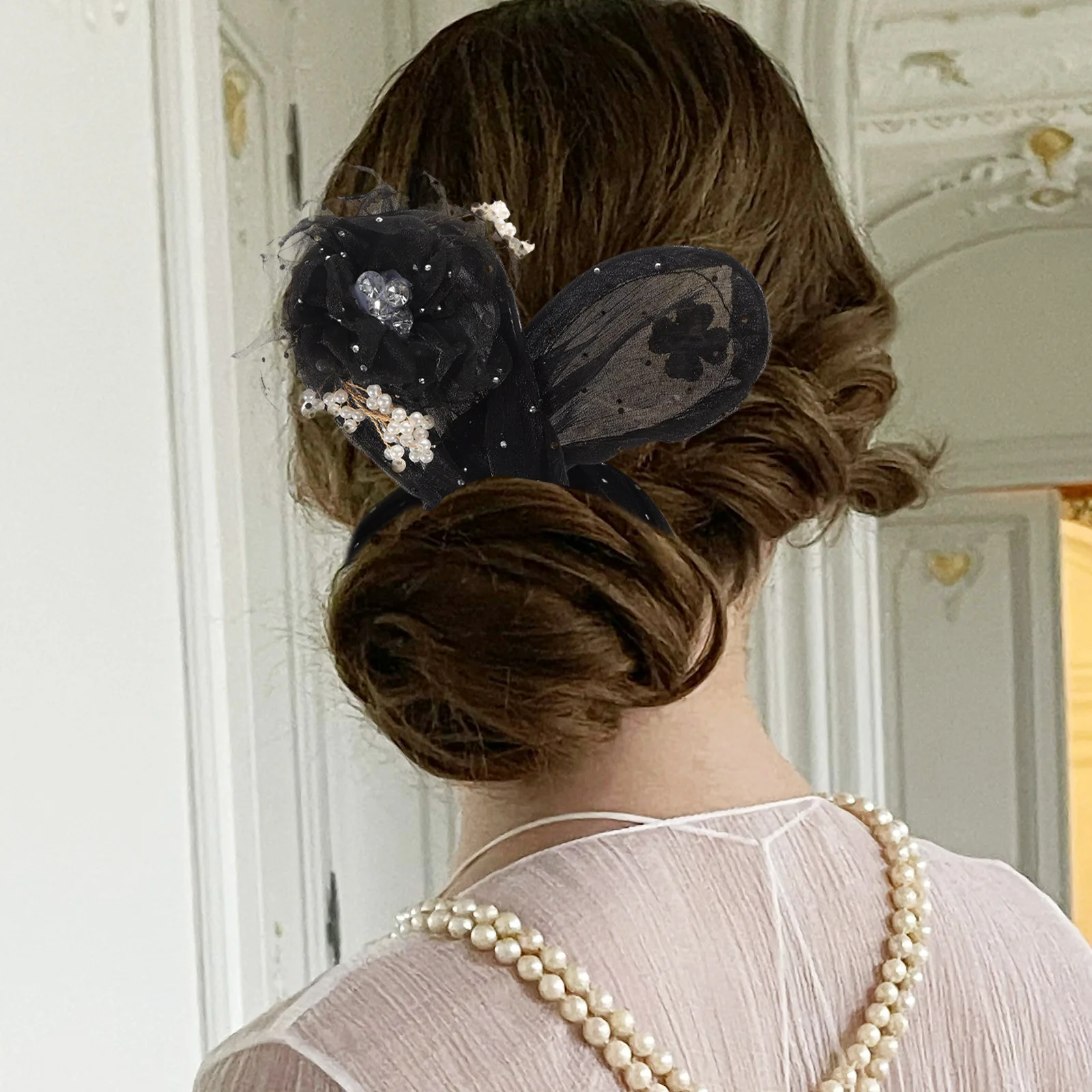

2Pcs Flower Beads Hair Accessories Black Gray Bun Maker Tools Lazy Curler French Hairstyle Updo Women Girls Hair Styling