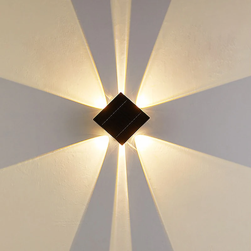 6LED Beads Solar Convex Mirror Up And Down Light 2-toned  Wall Lamps Waterproof Solar Powered