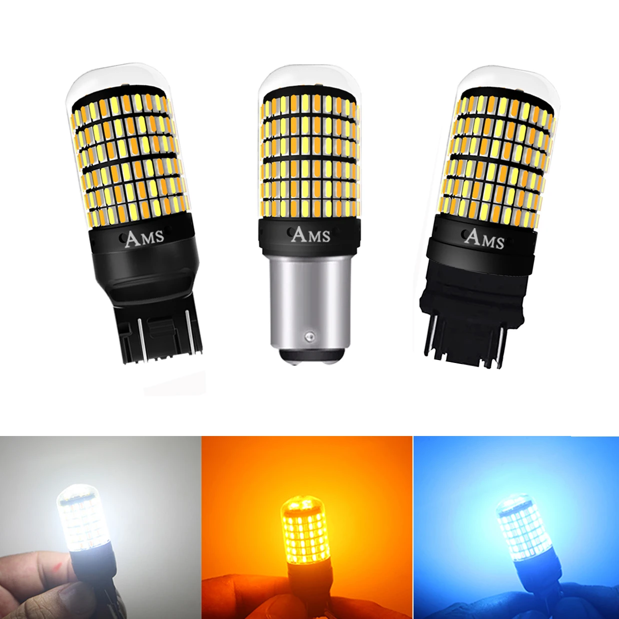 50PCS Signal Lamp P21w Led 7443 3157 Bulb 168smd Canbus brake light 1157 Led Bay15d P21/5w white amber dual color Light 12V