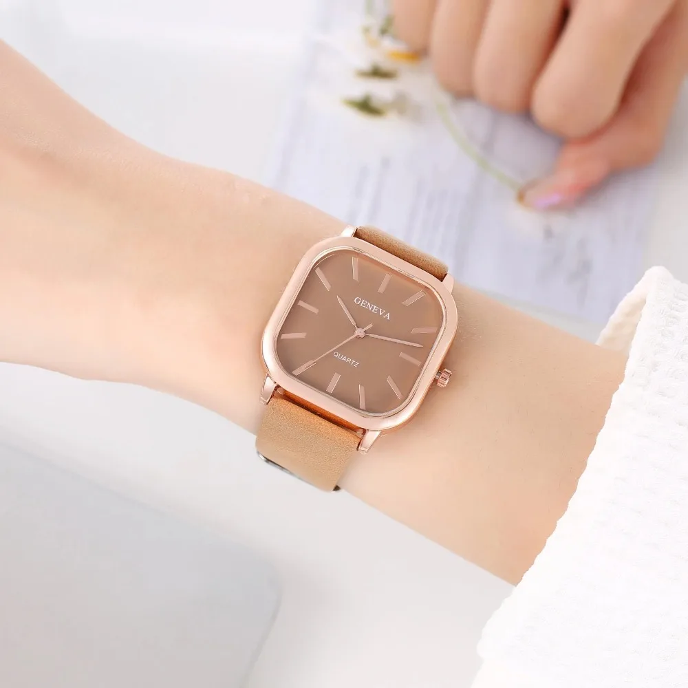 Retro Square Quartz Fashion Watch Simple Luxury Square Dial Watches Leather Band Wristwatch for Men Women Clock Relogio Feminino