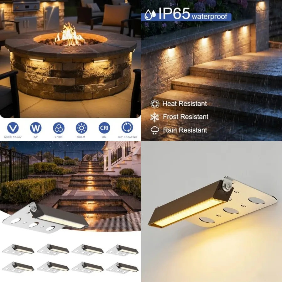 

7inch LED Retaining Wall Lights, 5W Landscape Lighting, LED Hardscape Lighting, 12V Paver Lights Low Voltage Hardscape Lights,