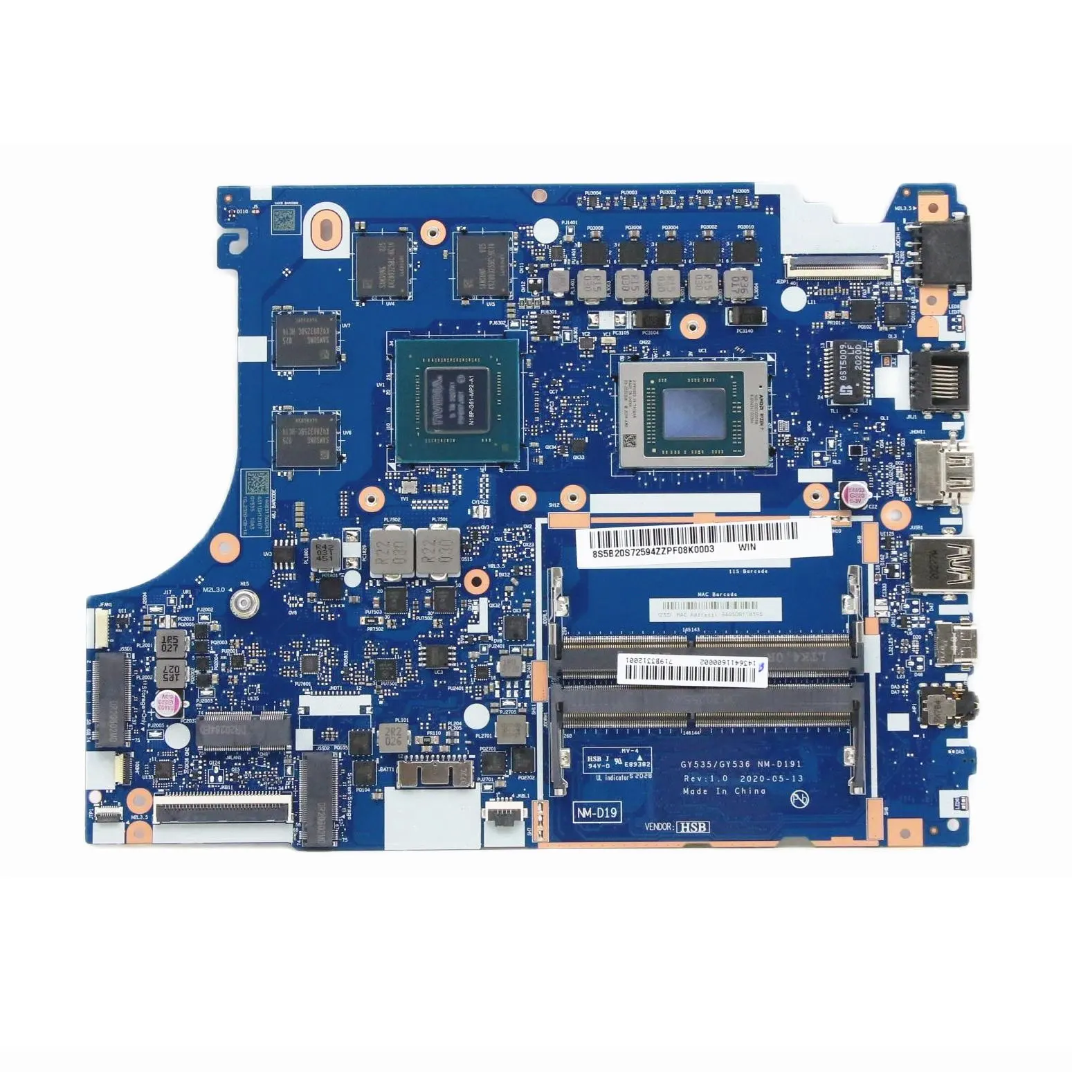 Imagem -05 - Placa-mãe Portátil Nm-d191 para Lenovo Ideapad Gaming 315arh05 com R54600h R7-4800h Cpu Gtx1650 4g Gpu Ddr4 Testado