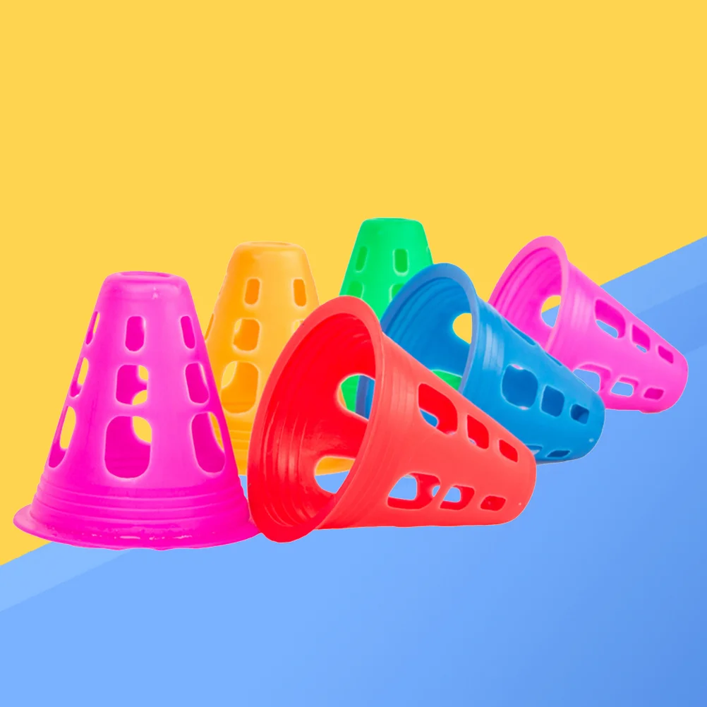 

10Pcs Multi-purpose Plastic Cone for Soccer Roller Skating Physical Sports Training (Random Color) block cones