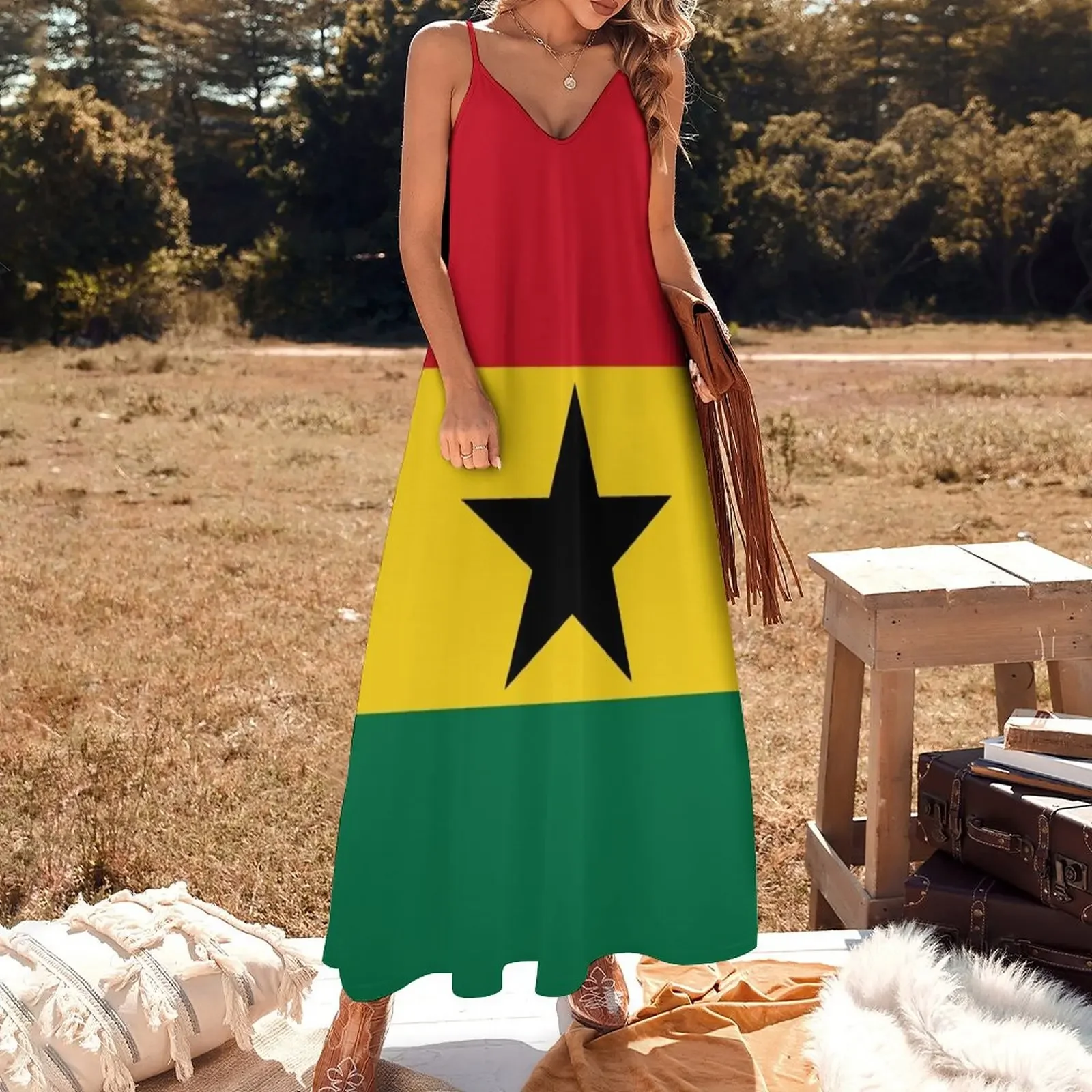 Ghana Flagge ärmelloses Kleid Sommerkleid Damen Damen kleid Damen Sommerkleid ung Damen Sommer lang