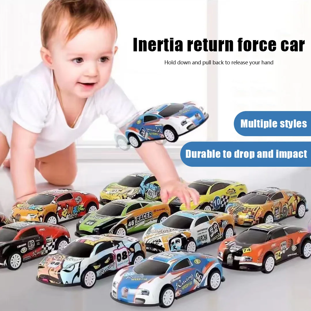 A complete set of metal return cars children's toys alloy return cars