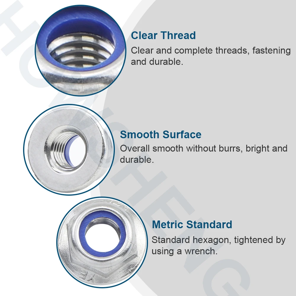 WSHENG-Écrou de blocage hexagonal en nylon, 2 à 40 pièces, en acier inoxydable, M5, M6, M8, M10, M12