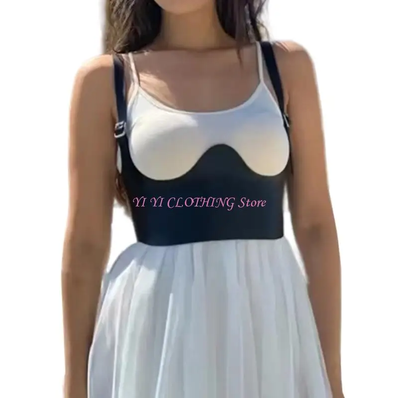 

N5KF Fashion Waist Belt Steampunk Corset Faux Leather Underbust Waist Belt Corset