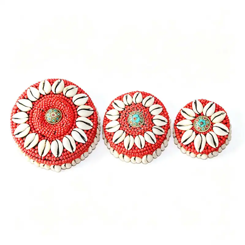 Tibetan Ethnic Jewelry Box Hand Covered With Shells Jewelry Boxes Small Big 6cm 8cm 10cm TJB904