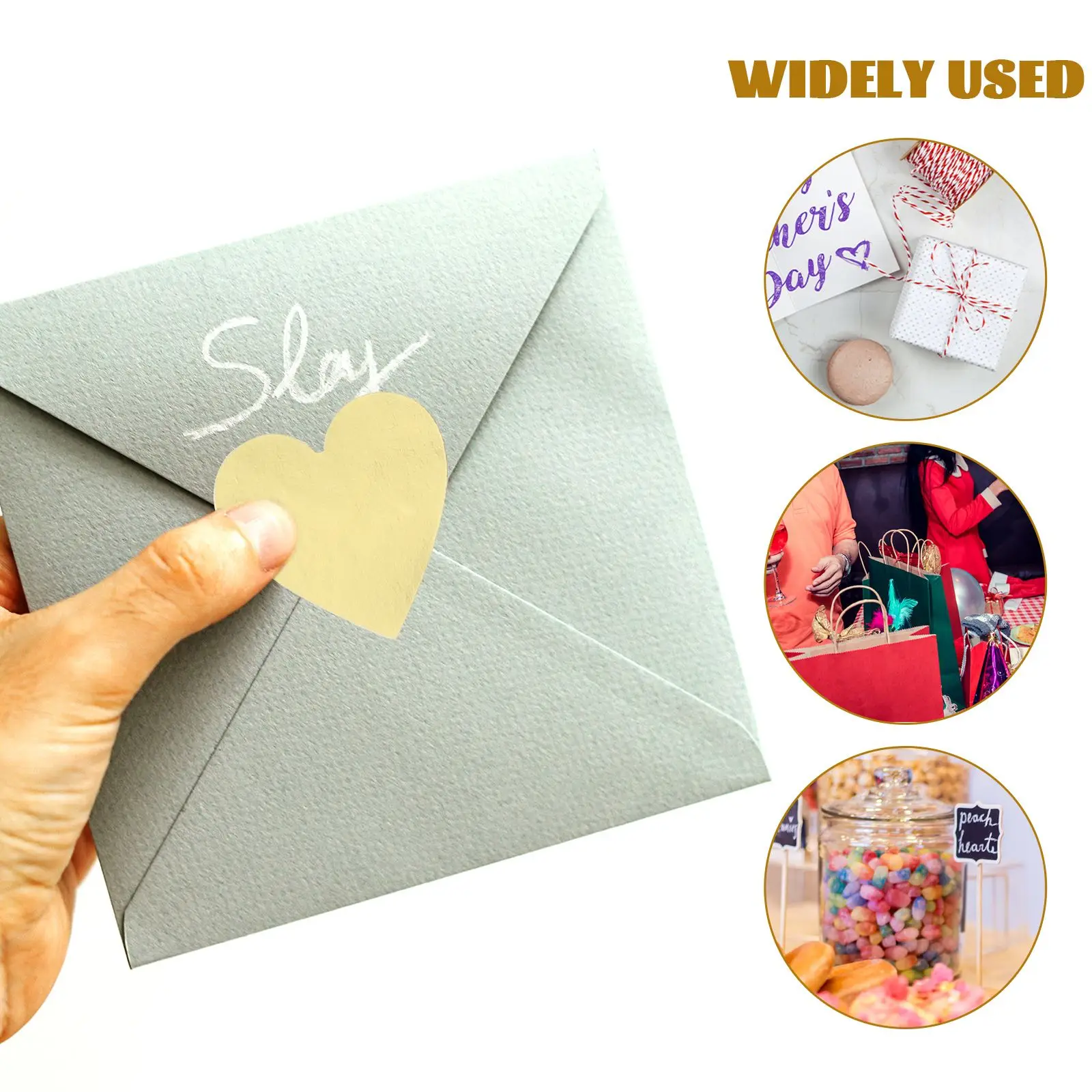 2Pcs Heart Shaped Sealing Labels Decorative Gift Stickers Packaging Parties Envelope Wedding Multi Function Roll Smooth Easy