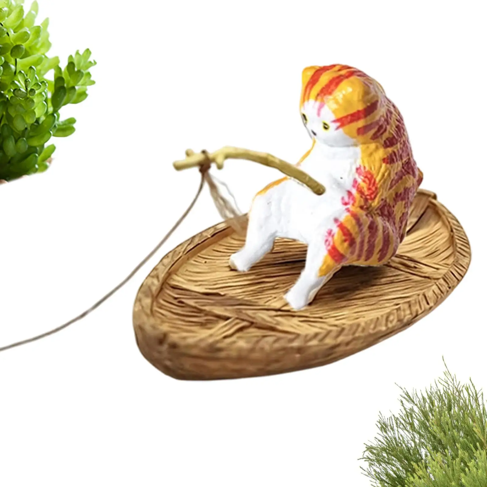 Aquarium-Dekorationen: Kätzchen beim Angeln – Harzfigur für Garten, Teich, Zuhause, Büro, Landschaftsgestaltung, Outdoor, Aquarien und Flüsse – Detail 5