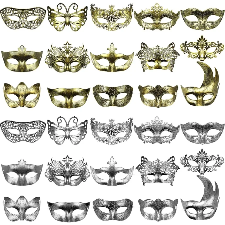 Yunsailing 30-teilige antike Maskerademasken mit verstellbaren Trägern für Halloween-Kostümparty, Karneval, Feier, Venetia