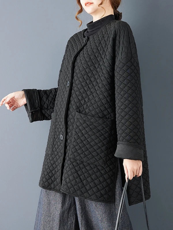 

Свободное женское хлопковое пальто-манто средней длины, стеганая зимняя верхняя одежда, корейская одежда для поездок на работу, Thiened Long Sve, круглая Ne