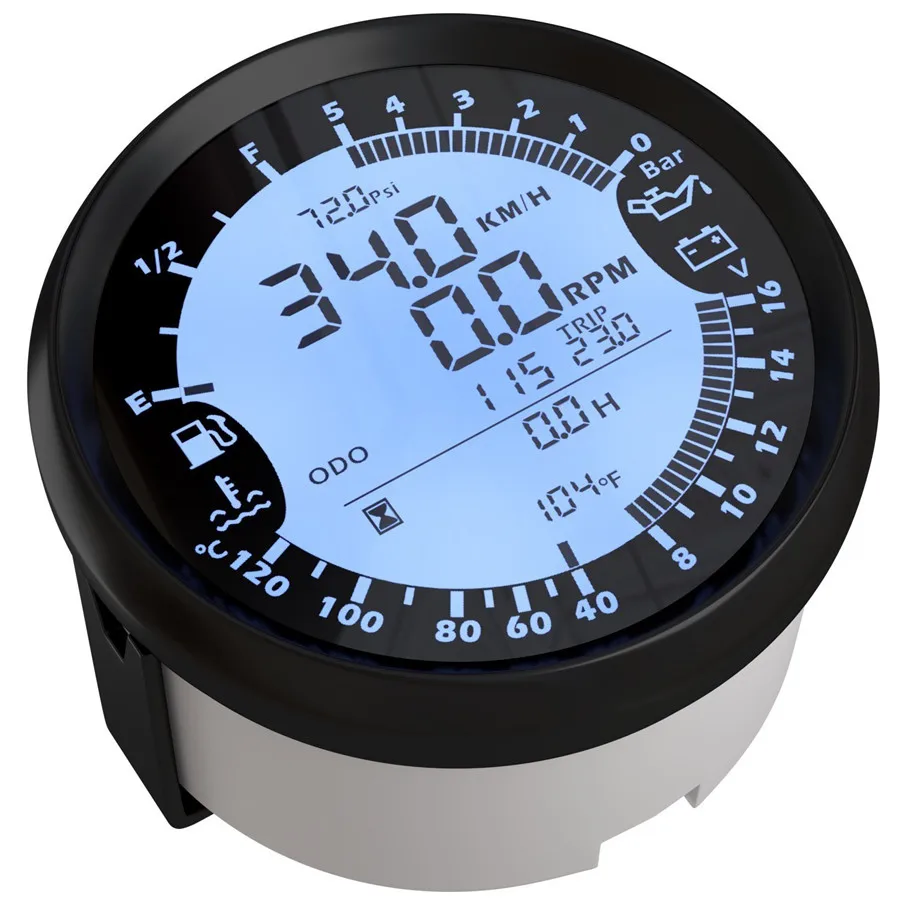 9-32V 85mm GPS speedometer Tachometer Oil Pressure Water Temp Voltmeter Fuel level ODOmeter with backlight for Auto Boat Gauges view 2