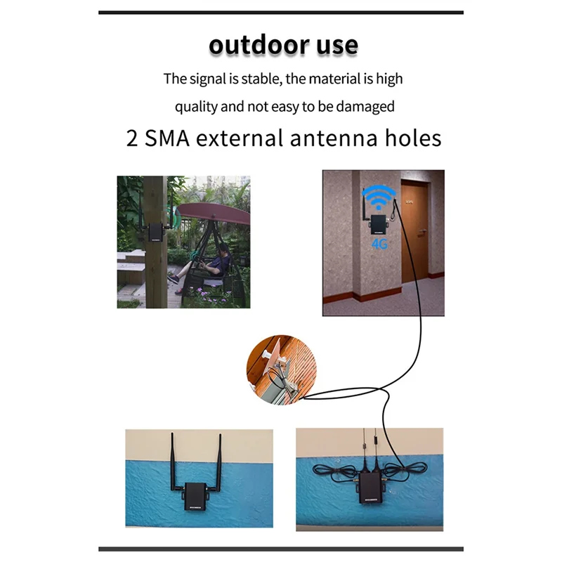 AD41-H927 جهاز توجيه 4G من الدرجة الصناعية 150 ميجابت في الثانية 4G LTE CAT4 جهاز توجيه بطاقة SIM مع هوائي خارجي يدعم 16 مستخدمًا واي فايًا في الاتحاد الأوروبي
