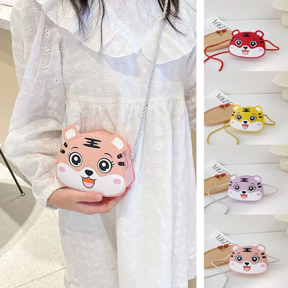 

Cute Cartoon Tiger Crossbody Bags for Children PU Leather Shoulder Bag Small Coin Purse Handbag Kids Girls Mini Messenger Bag