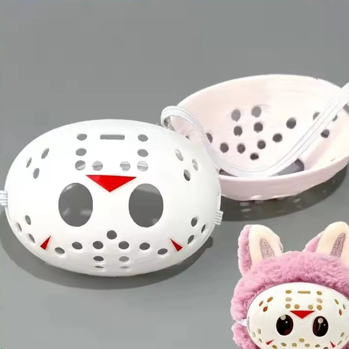Masque Labubu de 17cm, poupée mignonne V1 V2 V3, accessoires d'halloween, jouets doux à collectionner, décoration de maison à la mode