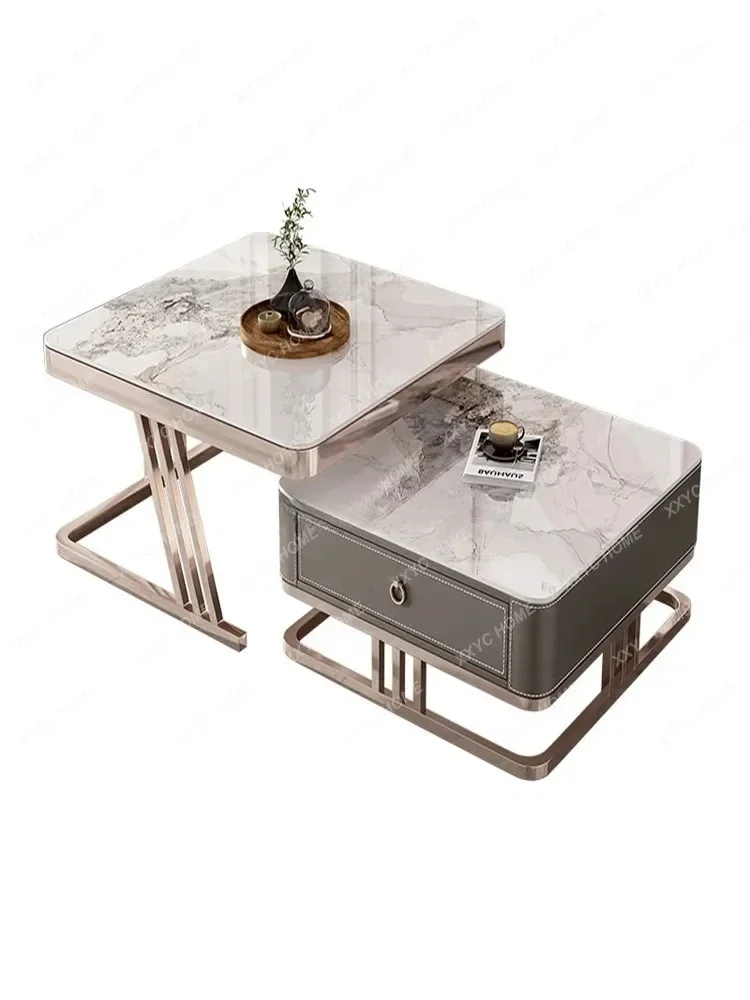 

Легкий роскошный журнальный столик из квадратной каменной плиты, небольшой бытовой