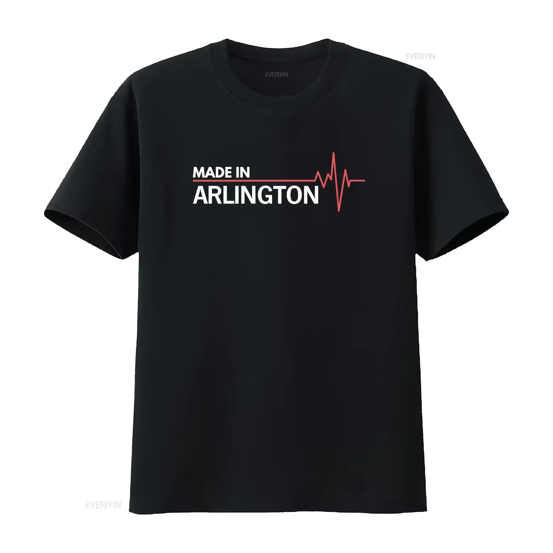 Hergestellt in Arlington, Texas, Stadt der Geburt, klassisch geschnittenes T-Shirt, Vintage-Waschung, lässiges, modisches Oberteil für den Alltag.
