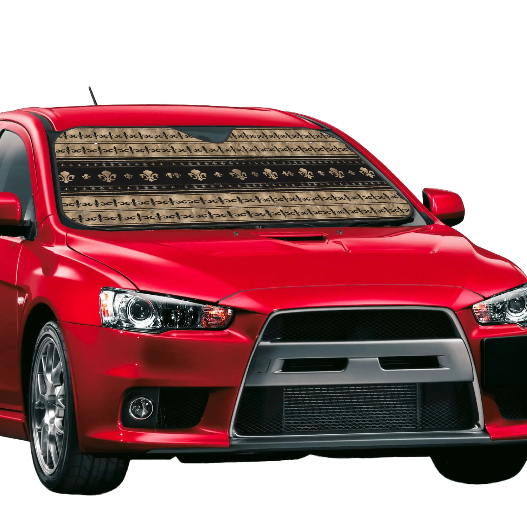 Fleur De Lis Black and Gold Car Front Window Sun Shade Heat Insulation Cover Portable UV Protection Covers Car Solar Protection