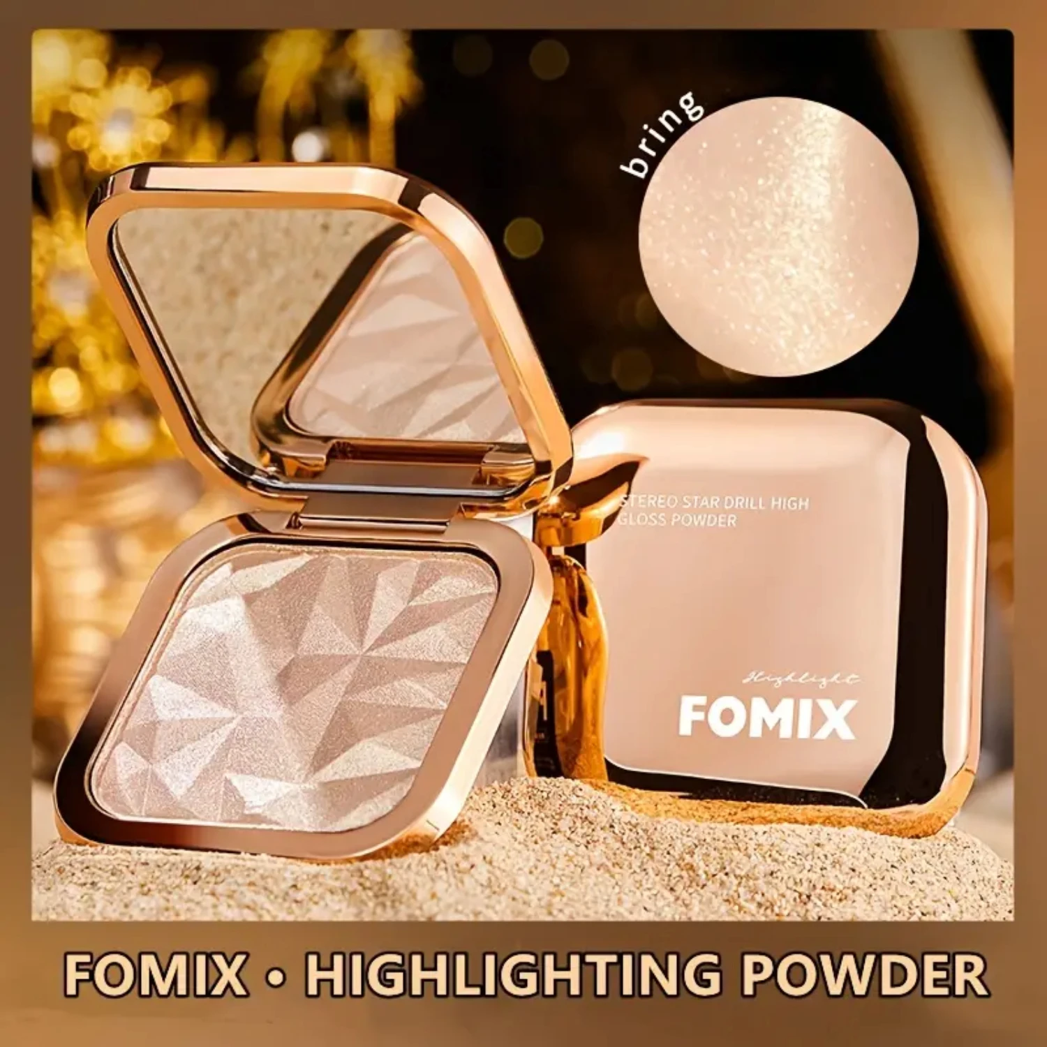 FOMIX Star Diamond Highlighting Powder Pearl Fine Glitter Champagne Potato Mud Nose Shadow Trim & Highlighting All-in-One Palette