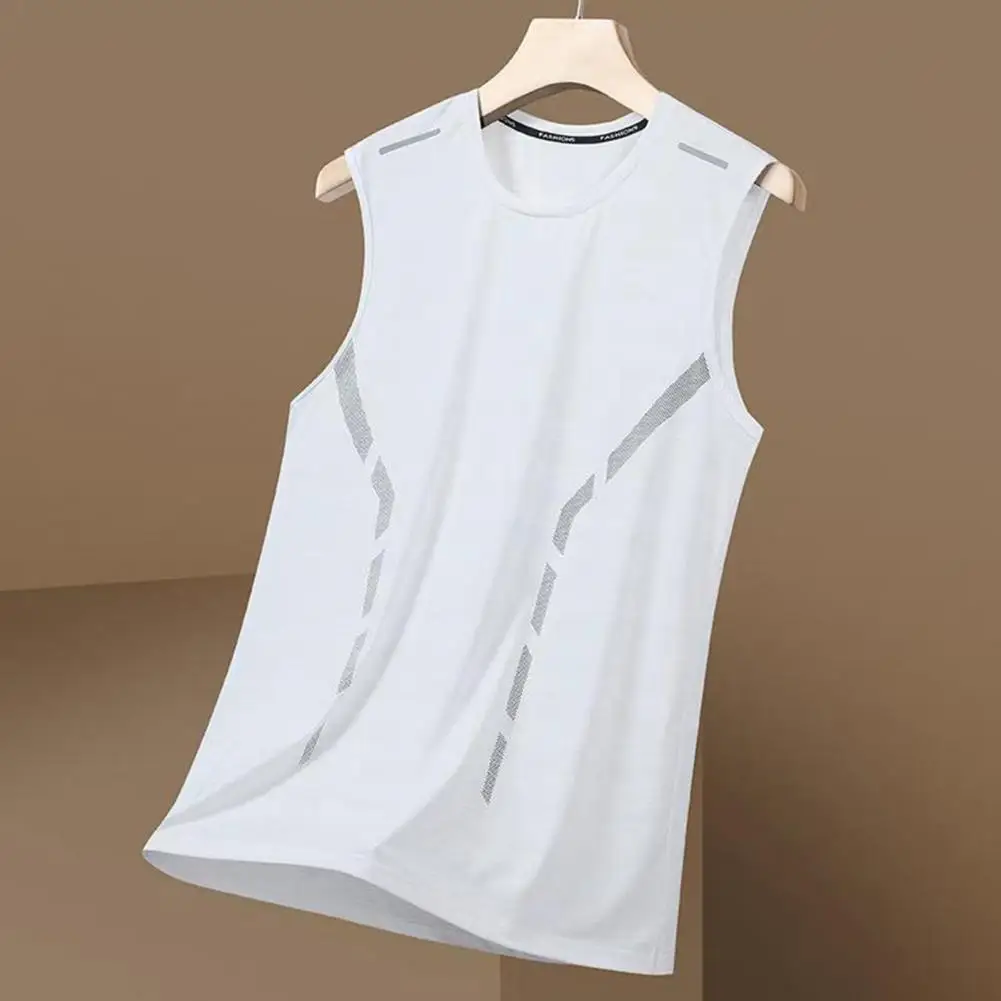 Men Three-dimensional Cut Vest Men's Summer Sport Vest Ice Silk O Neck Tank Top for Gym Fitness Jogging Loose Fit Quick Dry