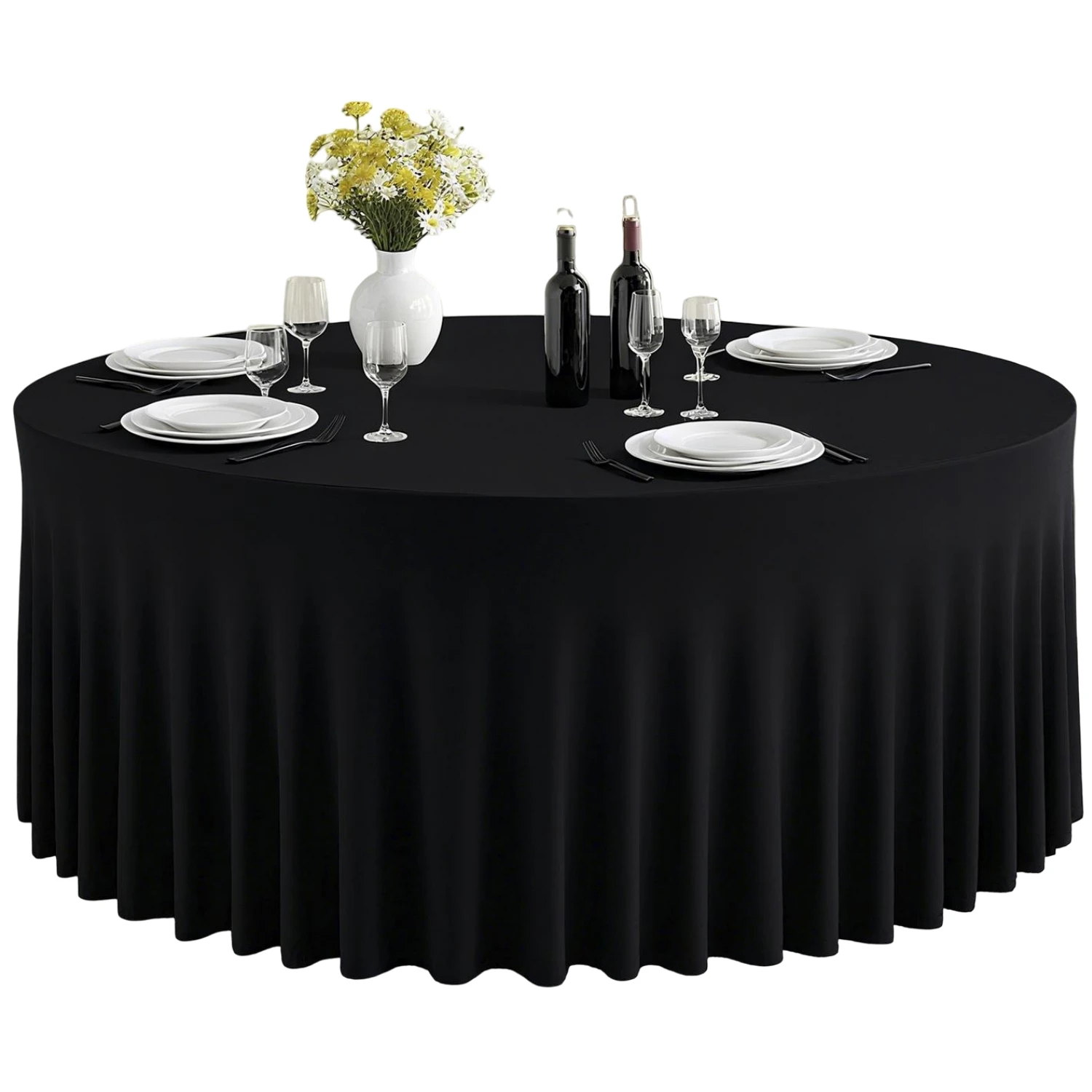 Round Spandex Tablecloth Stretch Table Cover Skirt for Wedding, Outdoor, Banquet & Parties Washable
