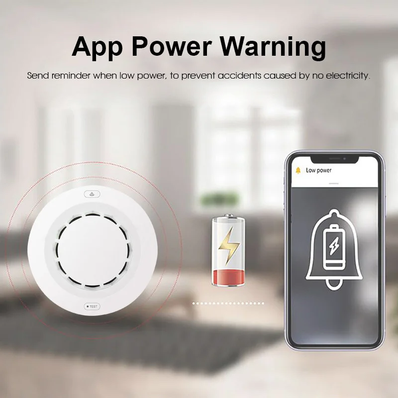 Tuya inteligente wifi detector de fumaça construído em sensor fotoelétrico inteligente suporta app notificação remota alarme de incêndio de fumaça