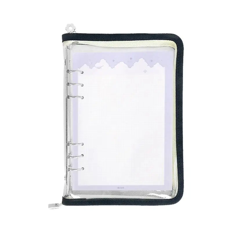 Binder Cover Clear 6 Hole Notebook Shell Transparent Planner Cover Detachable A5 Or A6 Size Journal Organizer For School Travel