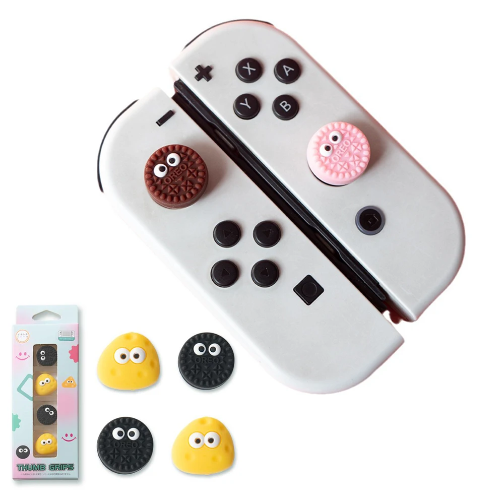 

Cute Cookie Cheese Silicone Soft Thumb Stick Grip Cap Cover For Nintendo Switch Oled/Lite NS Joy-con Thumbstick Case Protector