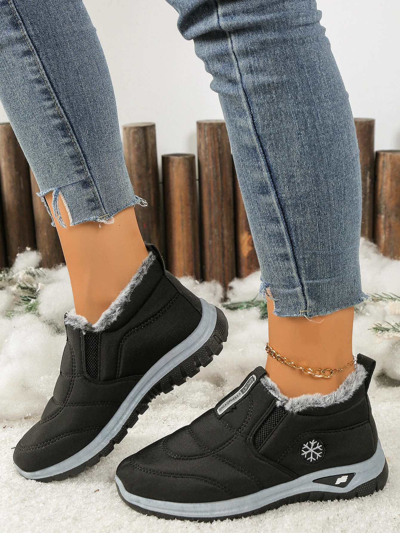 Damenstiefel, leichte Damenschuhe, bequeme Damen-Freizeitschuhe mit weicher Sohle und dickem Fleecefutter, Schuhe mit kostenlosem Versand – Detail 4