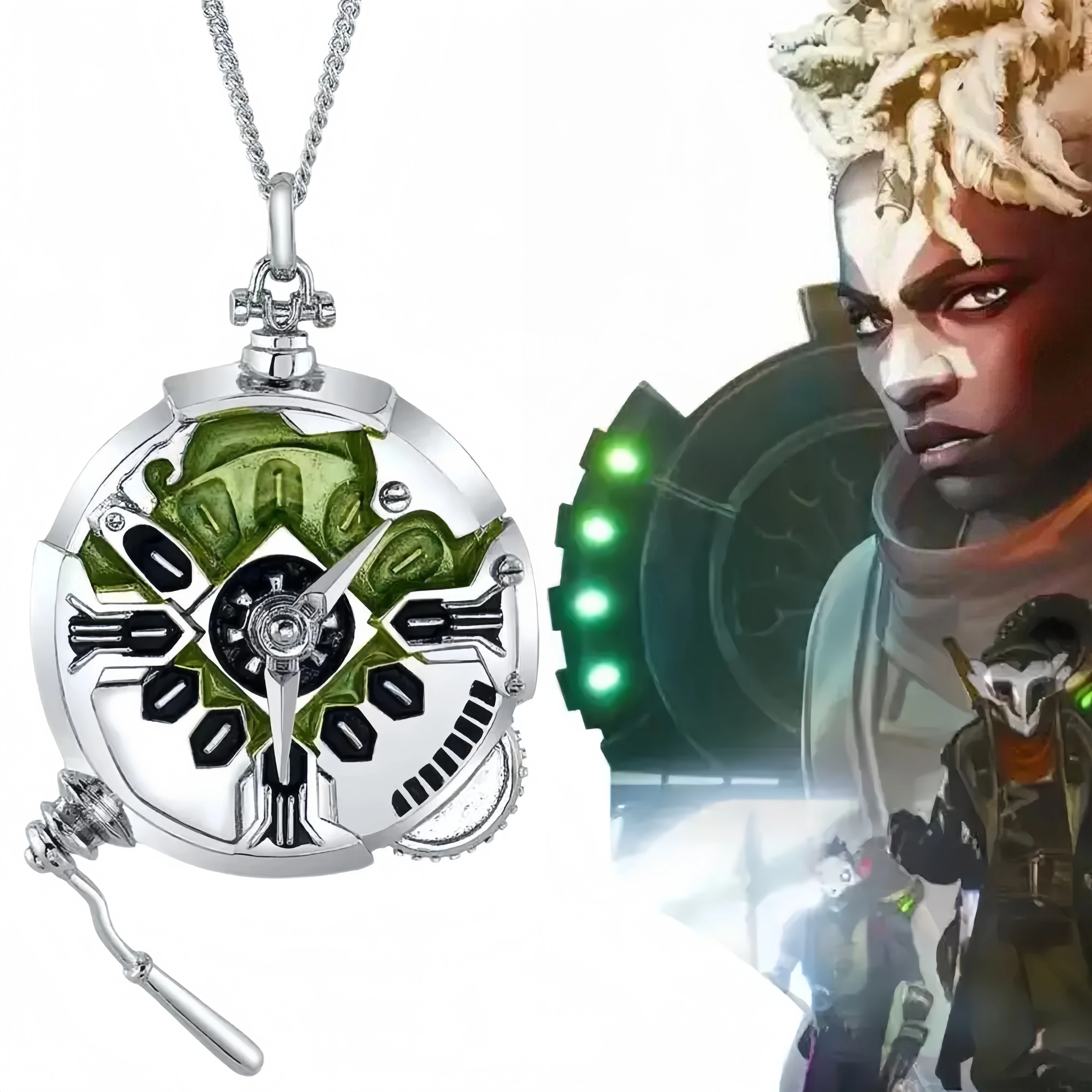 Arcane Ekko Jinx Stopwatch Necklace Cosplay Hexcore Pendant For Men Women Chain Disguise Costume Accessories Halloween Props