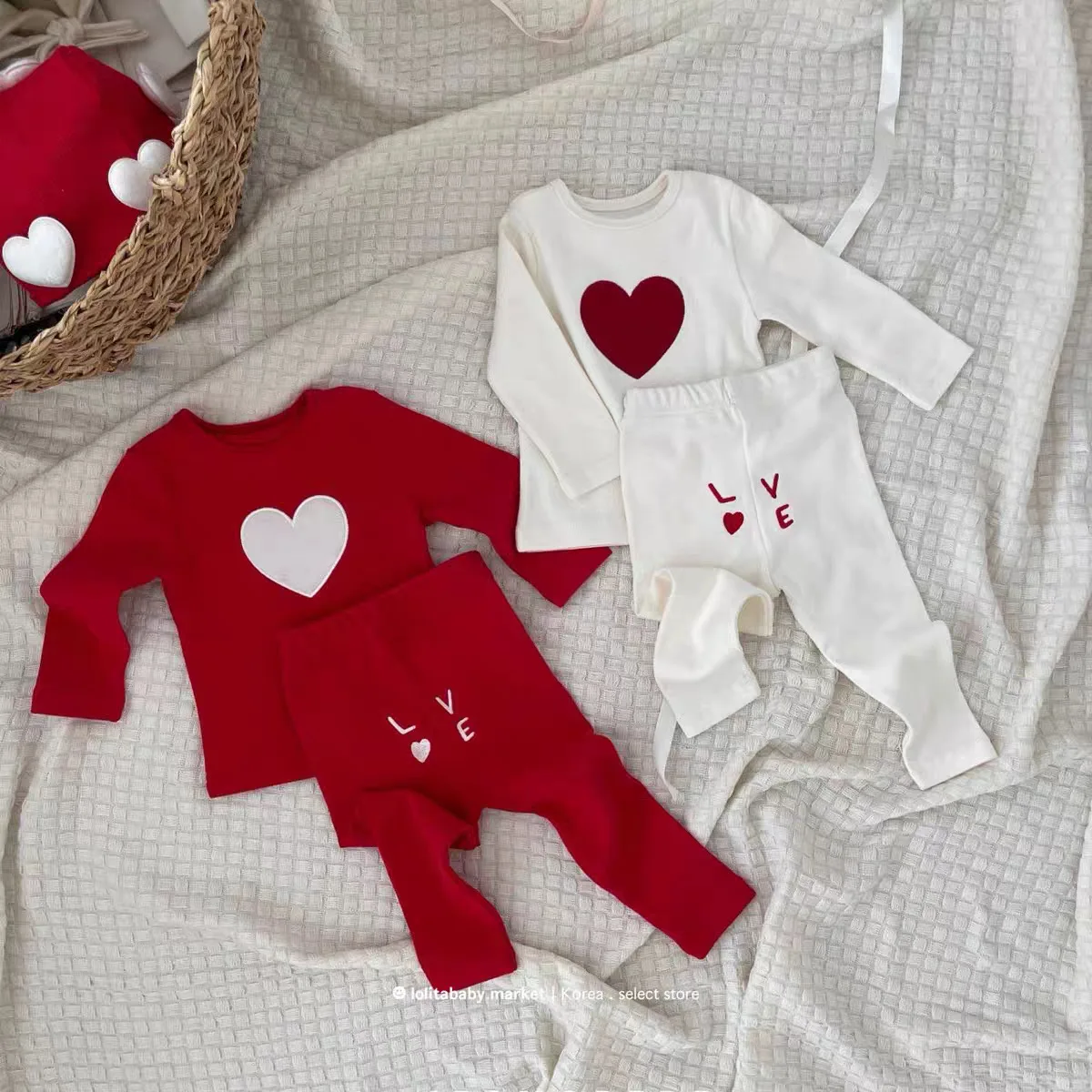 2025 Autumn New Baby Girl Heart Print Clothes Set Children Cotton T Shirts + Pants 2pcs Suit Toddler Girl Home Clothing Outfits