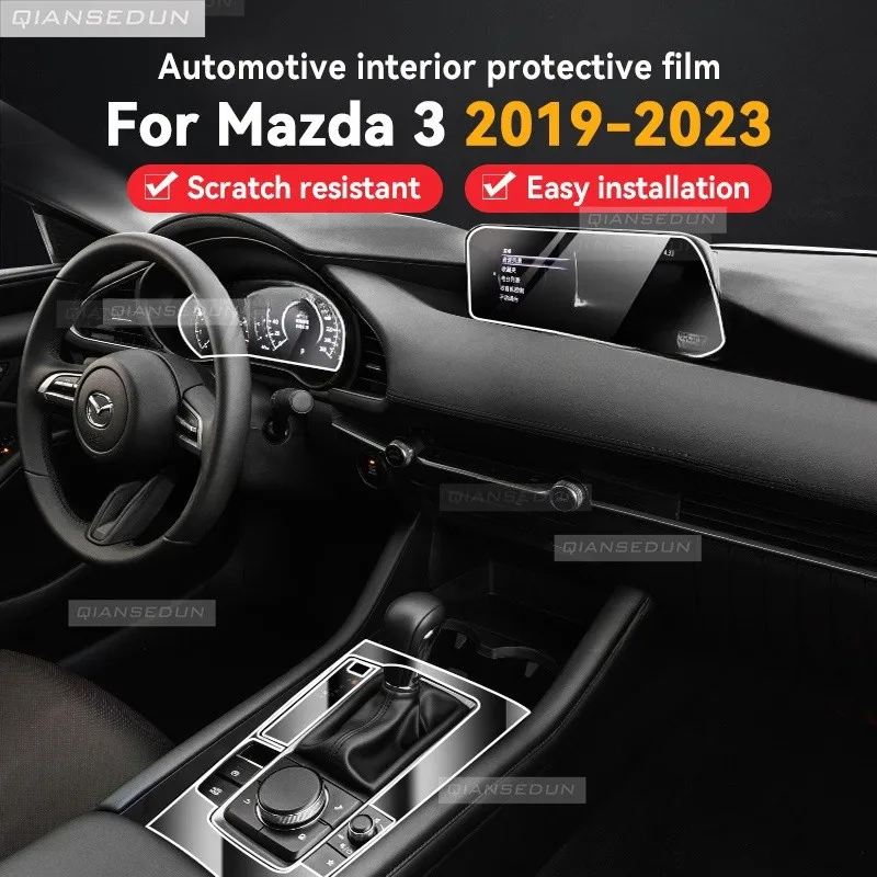 

For Mazda 3 2018-2023 Car Interior Film Dashboard piano board Shift center console Anti-scratch transparent TPU PPF Film