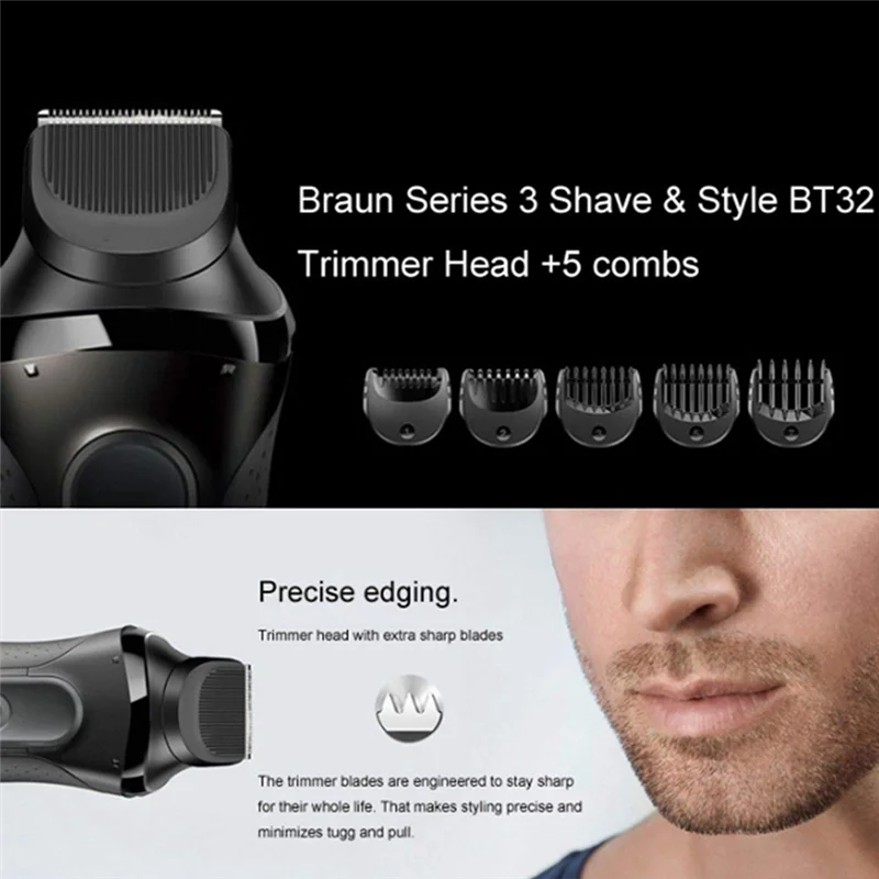 Replacement Trimmer Attachment for Braun Series 3 Electric Shavers Comb BT32 300S 301S 310S 320S 330S 340S 360S 380S -B